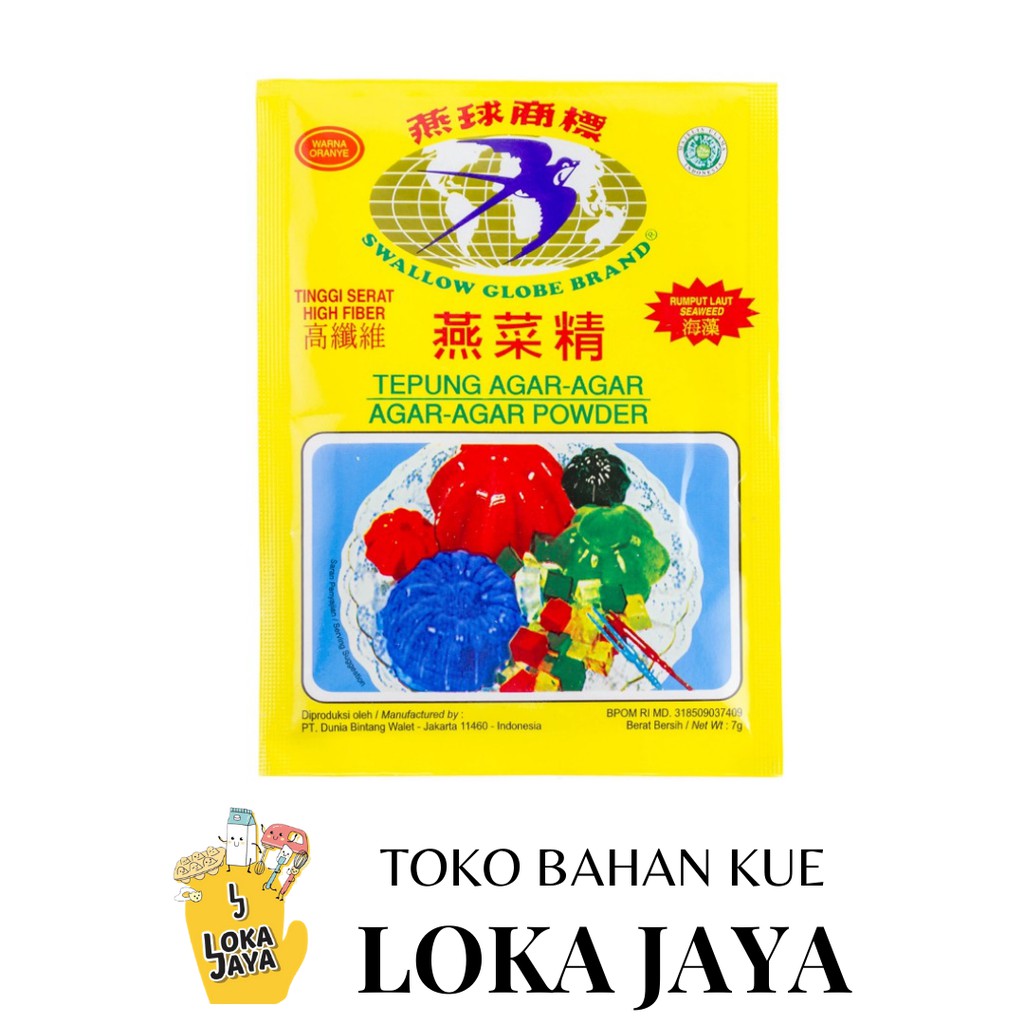 

SWALLOW GLOBE AGAR-AGAR WARNA PLAIN, COKLAT, HIJAU, MERAH 7 GR