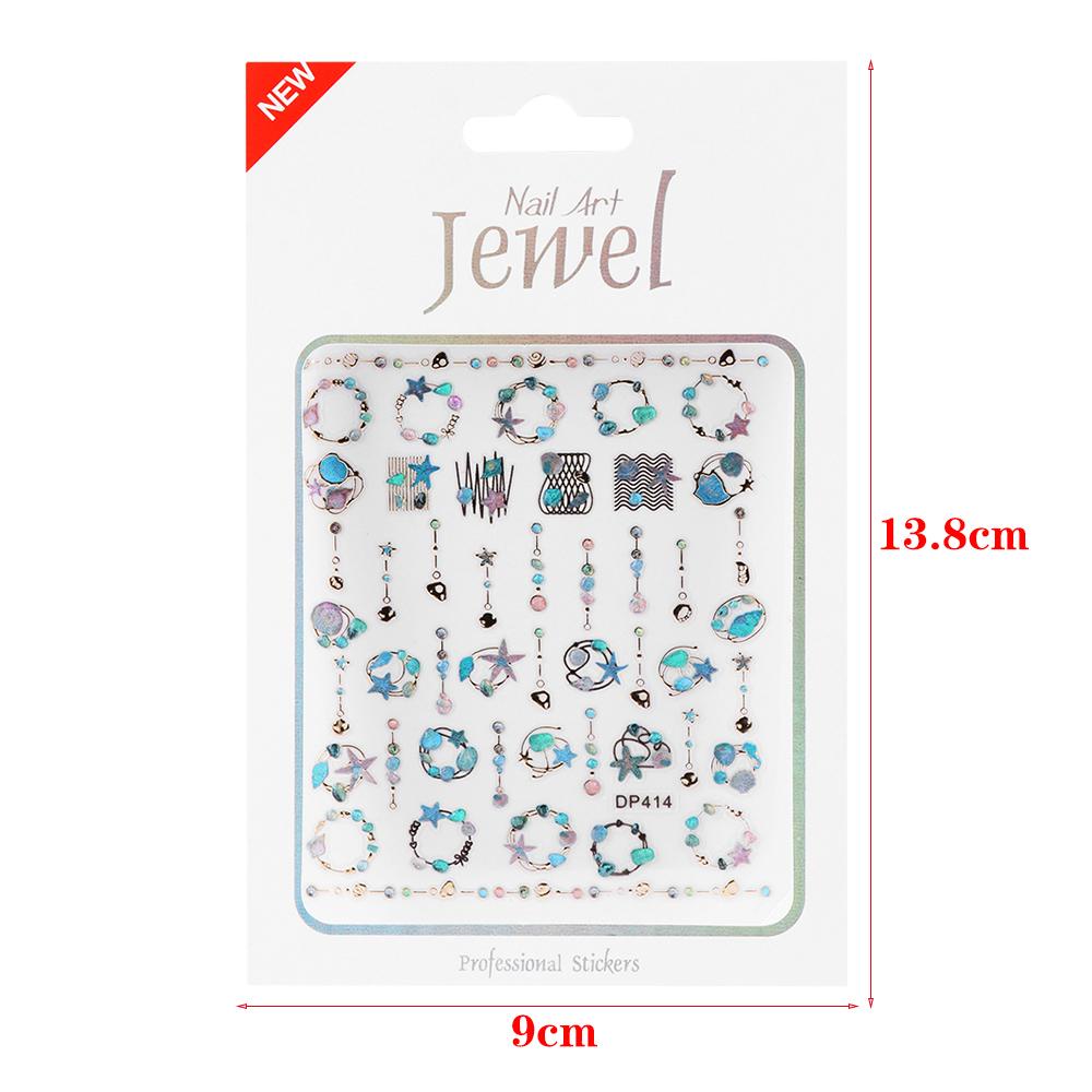 AUGUSTINA Agustin 3D Nail Art Sticker 1pcs Perekat Timbul Galaxy Desain Geometri Sliders Nail Decals