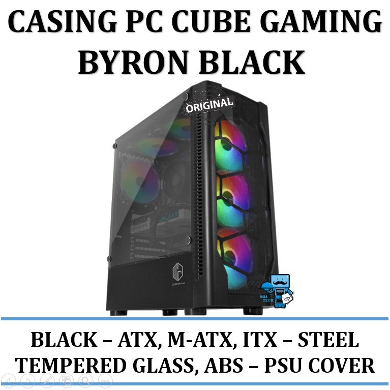 Casing PC Cube Gaming BYRON BLACK - LEFT SIDE TEMPERED GLASS