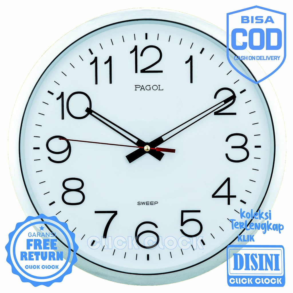 Jam Dinding Kantor Polos Minimalis Wall Clock Bagus Elegan Pagol PGWS28TCH