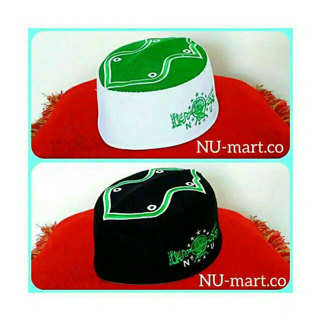 Peci Terompah Hitam Putih Hijau