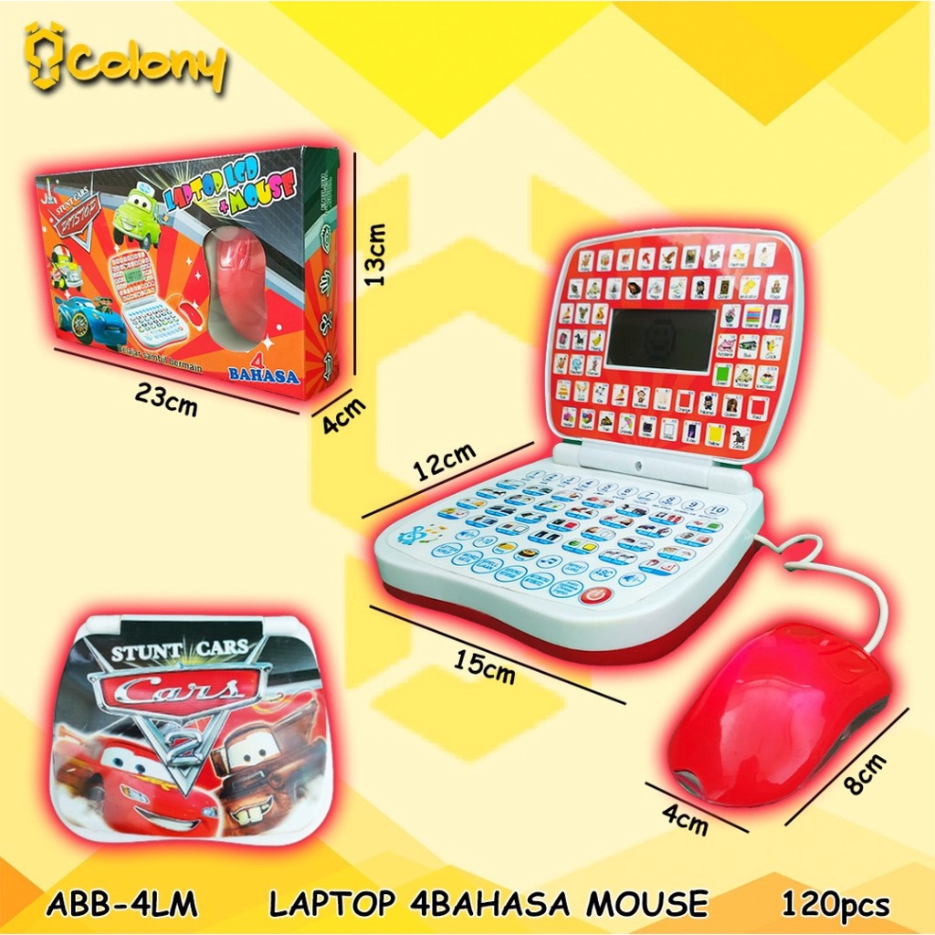 MURAH BRO1327 ABB-4LM Layar LED Laptop Leptop 4 Bahasa Alat Bantu Belajar Mainan Anak Edukasi Elektronik Mengaji Muslim Alquran Notebook Permainan Multi Bahasa Montessori COLONY