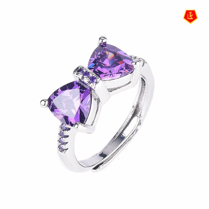 [Ready Stock]High-Grade Amethyst Butterfly Ring Female Fashion Personality