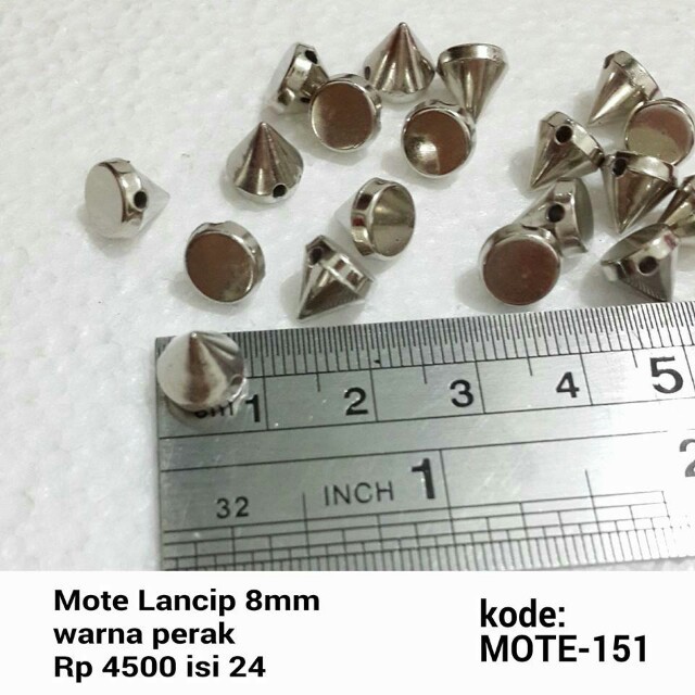 Mote warna silver kode 151 / bentuk kerucut