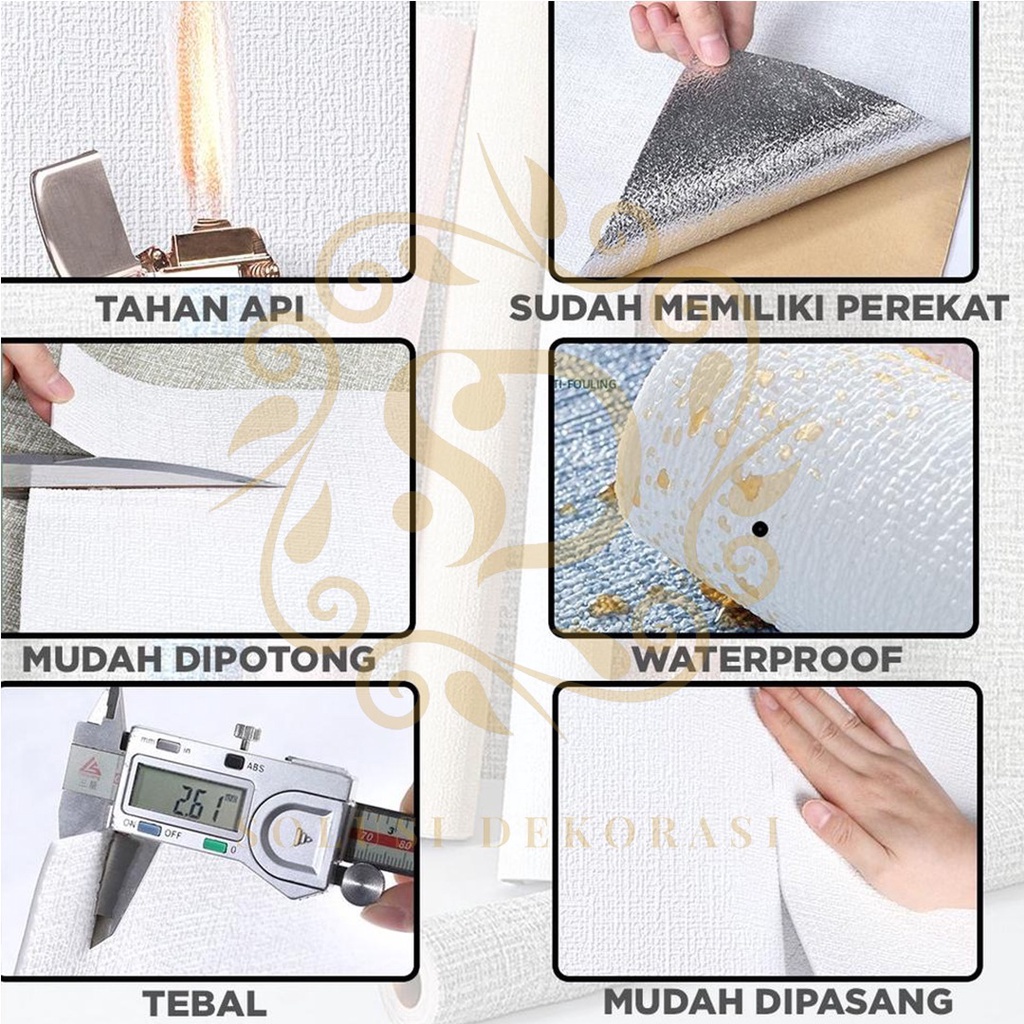 Solusi Dekorasi - Wallpaper Foam Linen Roll - Walpaper Dinding Kamar Tidur - Wallpaper Dinding Kelas Atas - Linen Garis Bunga Pink