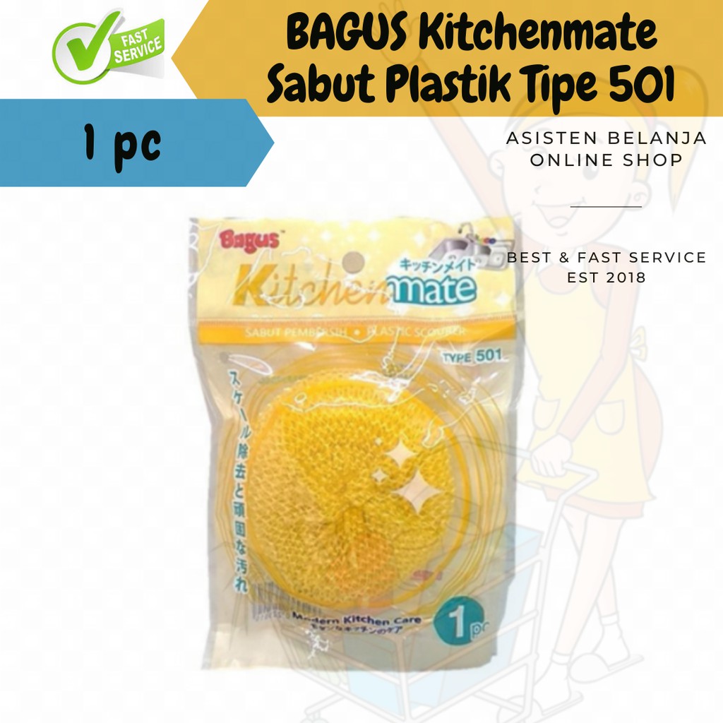 BAGUS Kitchenmate Sabut Pembersih Plastik 1 pc Sabut Cuci Piring Tipe-501 W-22501