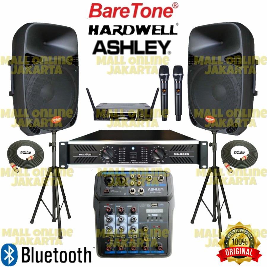 Paket Speaker Baretone 15 inch Power Sound system ashley Mic wireless