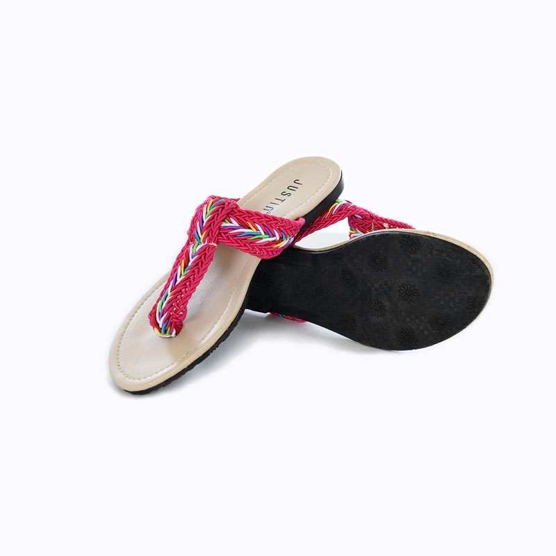 Original! Justin Sandal Jepit Wanita JH 53 Merah Kombinasi Kekinian