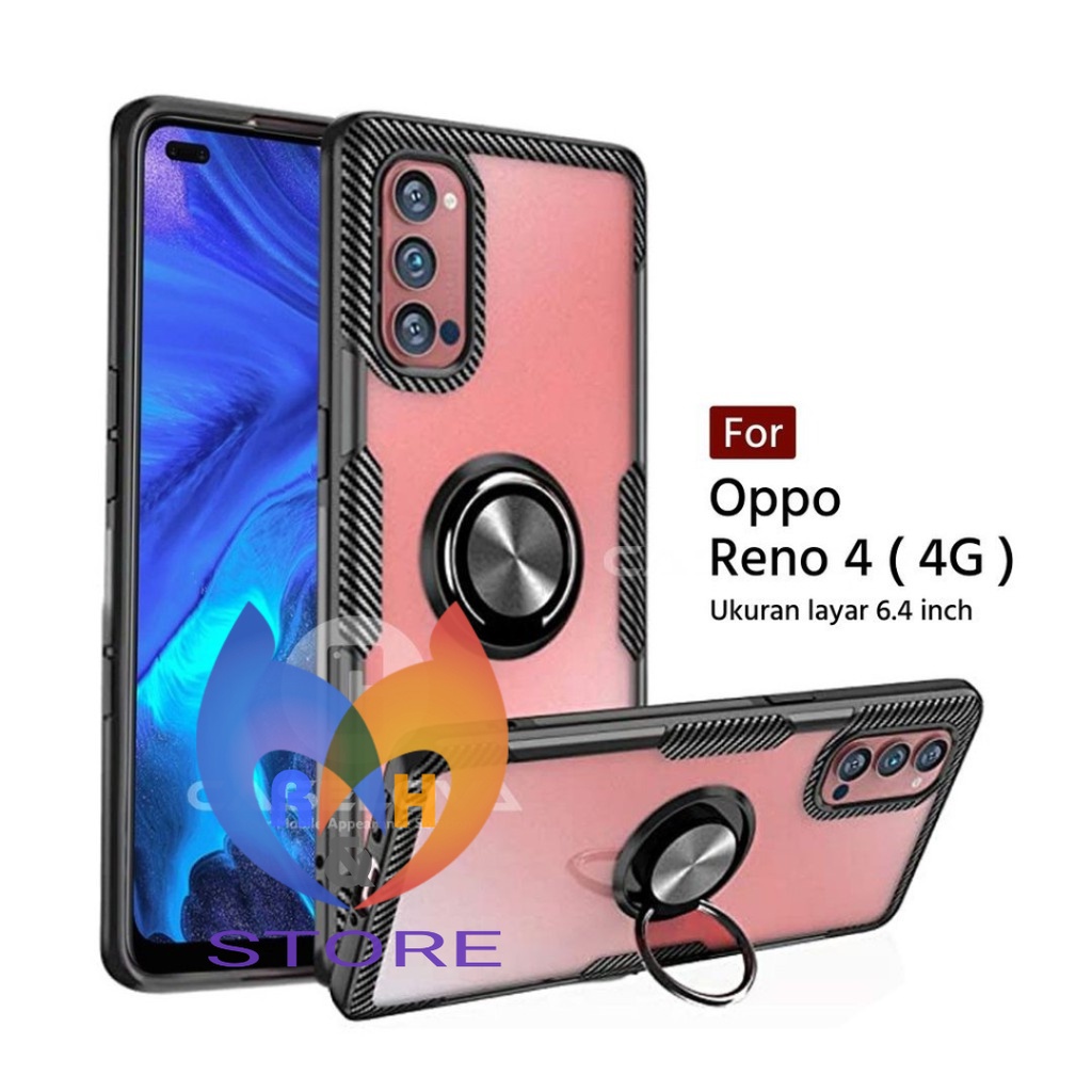 Case OPPO Reno 2F 2Z 4 10x Zoom Invisible Ring Transparant Acrylic Hardcase Kickstand Magnetic Shock