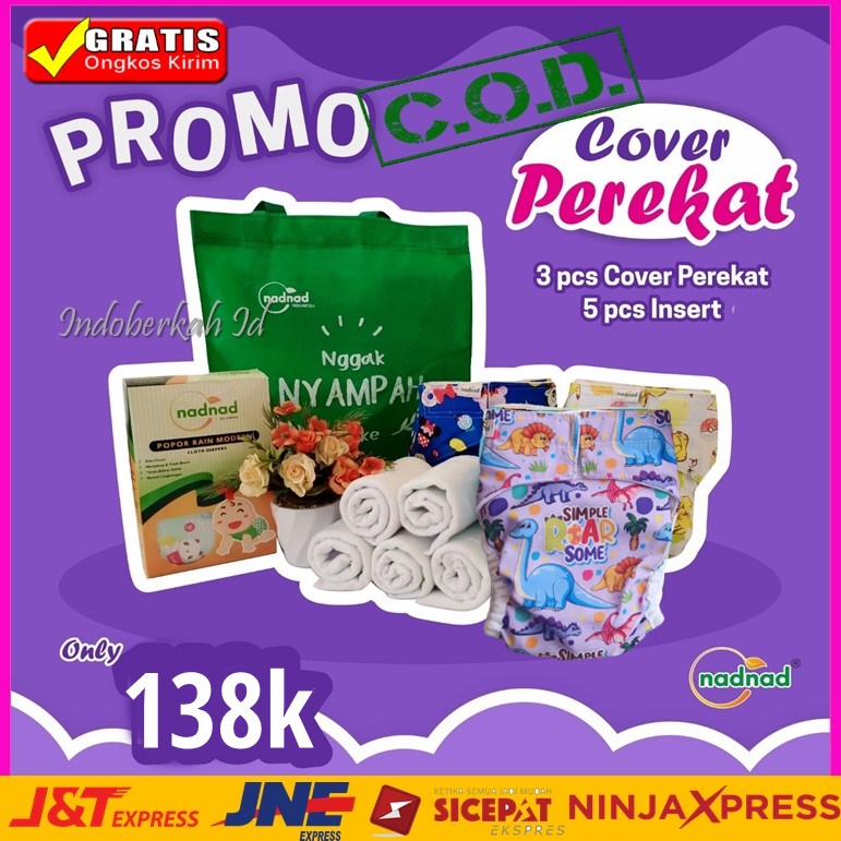 Paket Promo Clodi Bayi Insert Nadnad Ori Cover Perekat Dan Celana Popok Kain Bayi Baby Cloth Diapers