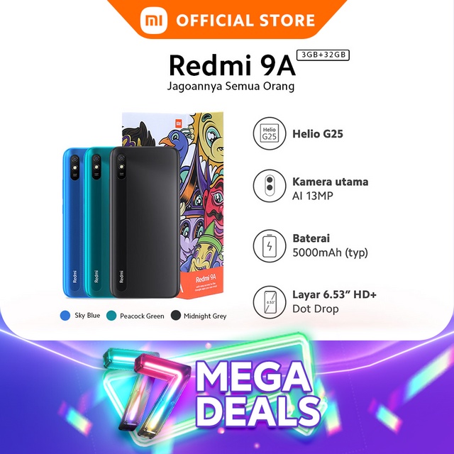 Xiaomi Redmi 9A (3+32GB) Layar DotDrop 6.53
