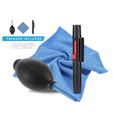 Cleaning Kit 3 in 1 Lensa Kamera Pembersih Monitor LCD HP Laptop Air Blower + Lens Pen + Micro Fiber