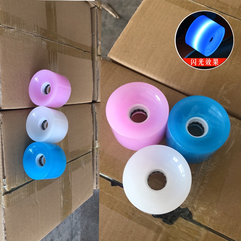 Roda Skateboard Led 70x51mm Bahan PU Dengan 3 Manikmanik Warna Putih