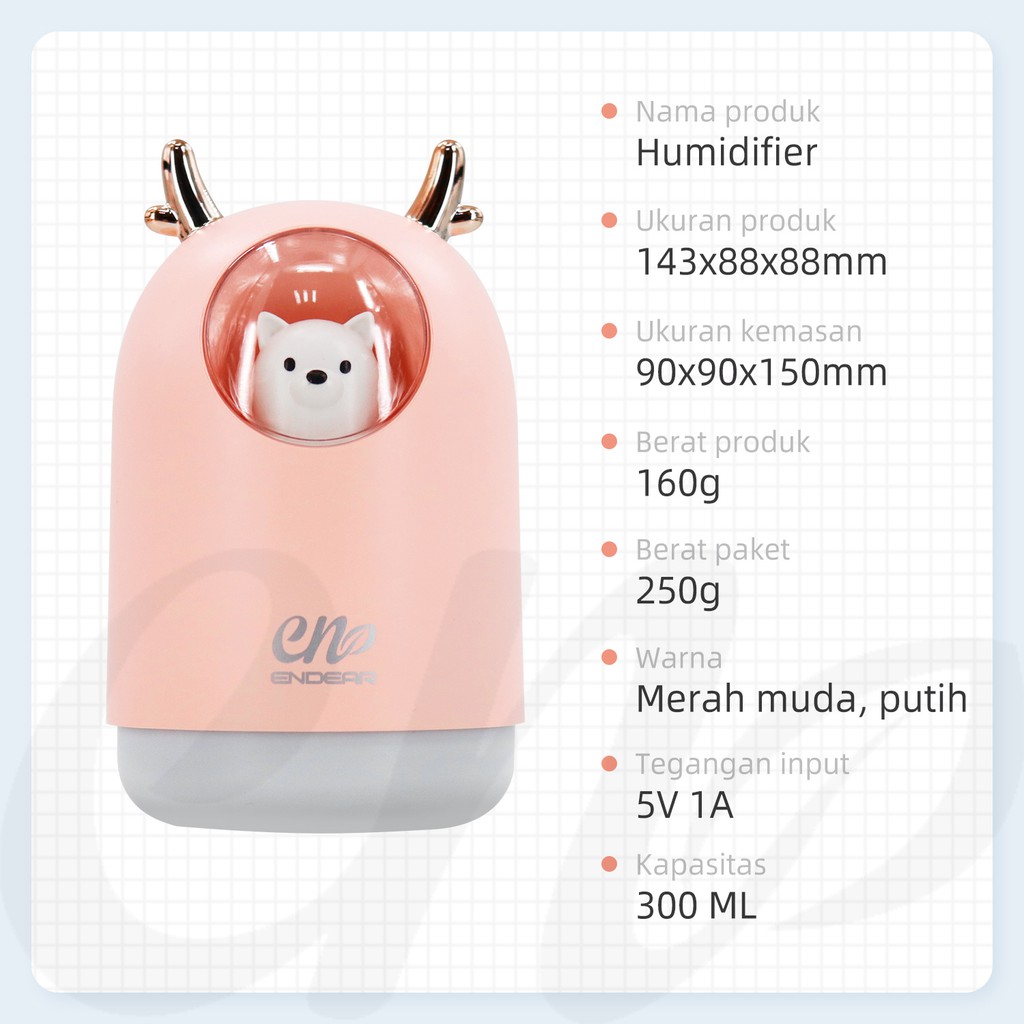 [endear]100% ORI cute Bear Humidifier 300ML Essential Oil Diffuser Aroma Terapi Pengharum Ruangan-6