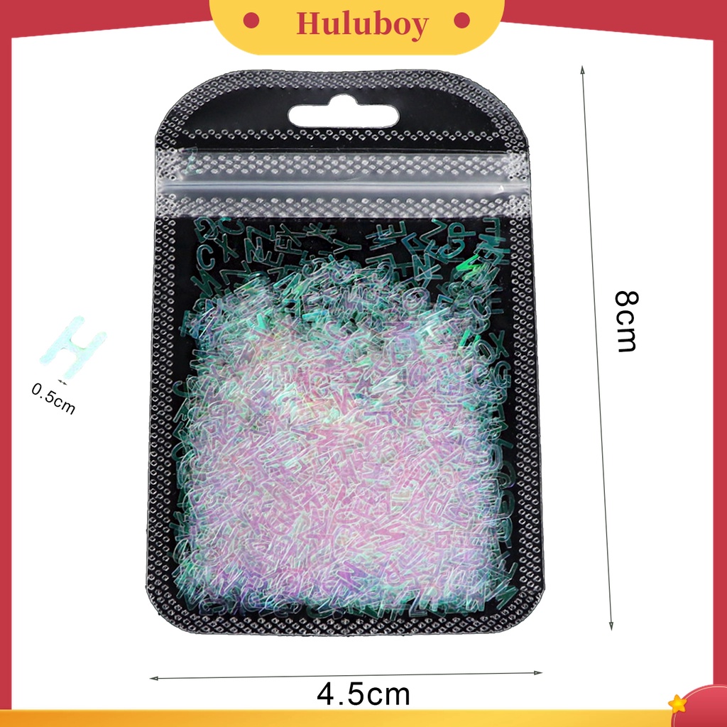 Huluboy Huluboy♡ 1 Pak Payet Glitter Motif Tulisan Campur Untuk Dekorasi Nail Art