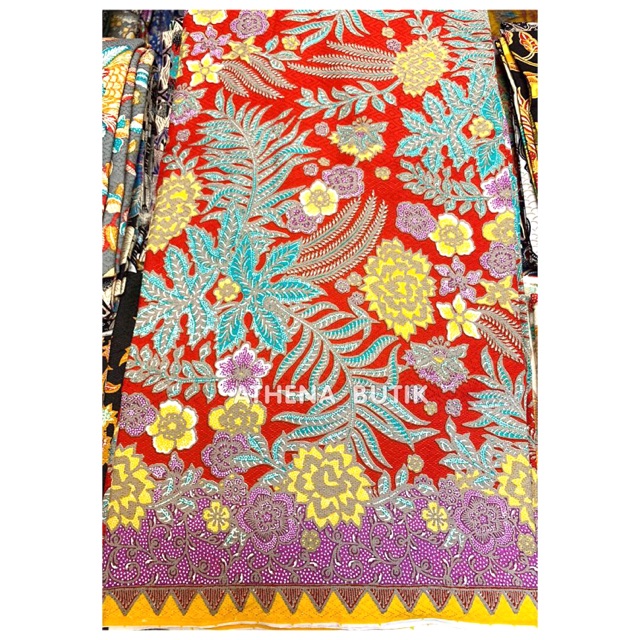 Batik Dolbi Dolby Dobi Doby Dobby Kain Seragam Satin Tanktop Atasan Sateen Silk Tenun Merah Kuning