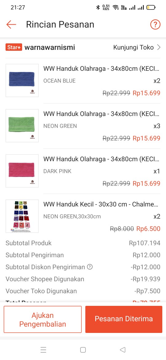 Ww Handuk Kecil - 30x30 Cm - Chalmer - Pilihan Warna - Saputangan / Muka / Tangan / Souvenir