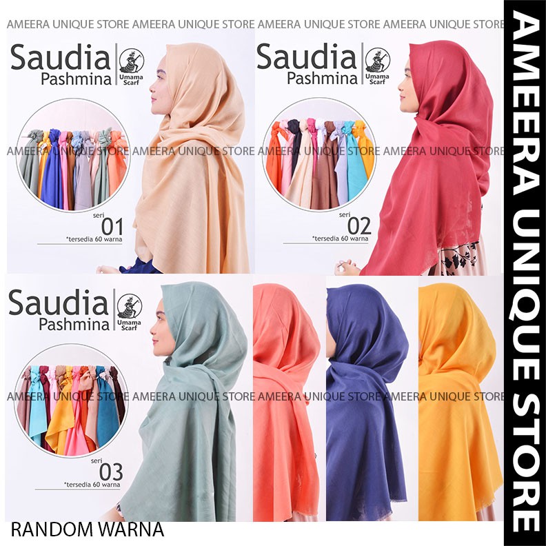 PASHMINA SAUDIA POLOS Umama Jilbab Hijab Kerudung Pasmina 