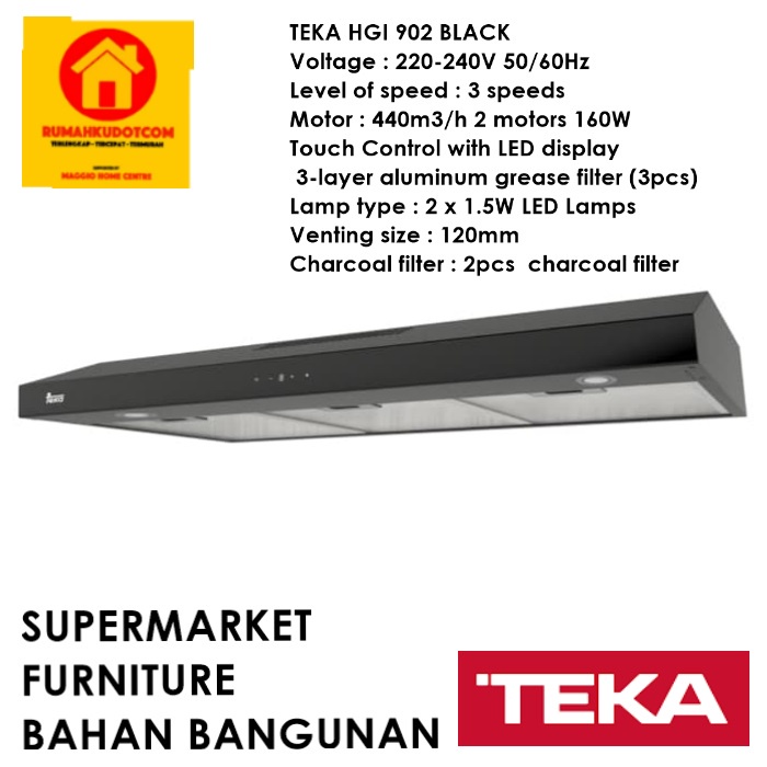 SLIM HOOD KOMPOR - COOKER HOOD PENGHISAP ASAP KOMPOR - HGI 902 -TEKA