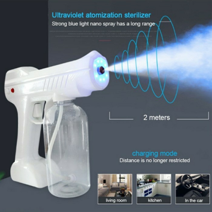 NANO SPRAY GUN DISINFEKTAN WIRELESS PROTABLE 800ML UV