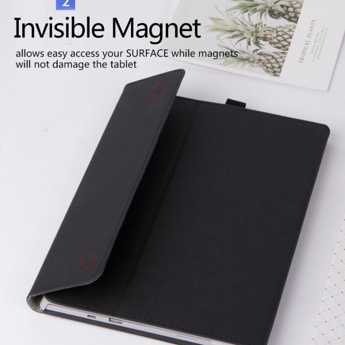 Microsoft Surface Go Go 2 - Exclusive Leather Flip Cover Case Premium - Hitam Surface Go 2