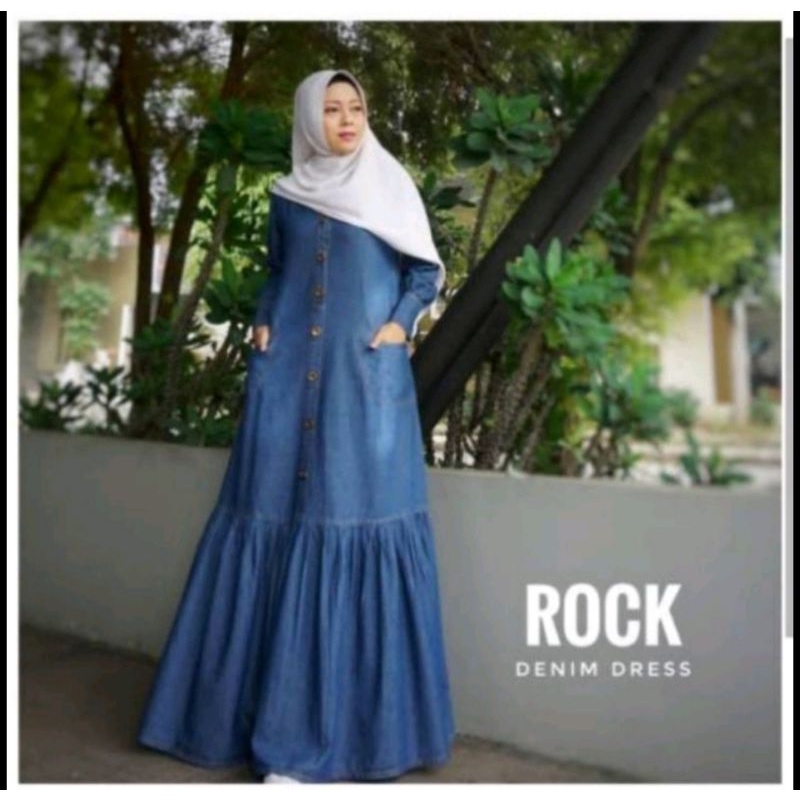 Abaya Dress Jeans / Gamis Jeans Panjang / Gamis Jeans / Gamis Jeans Kekinian