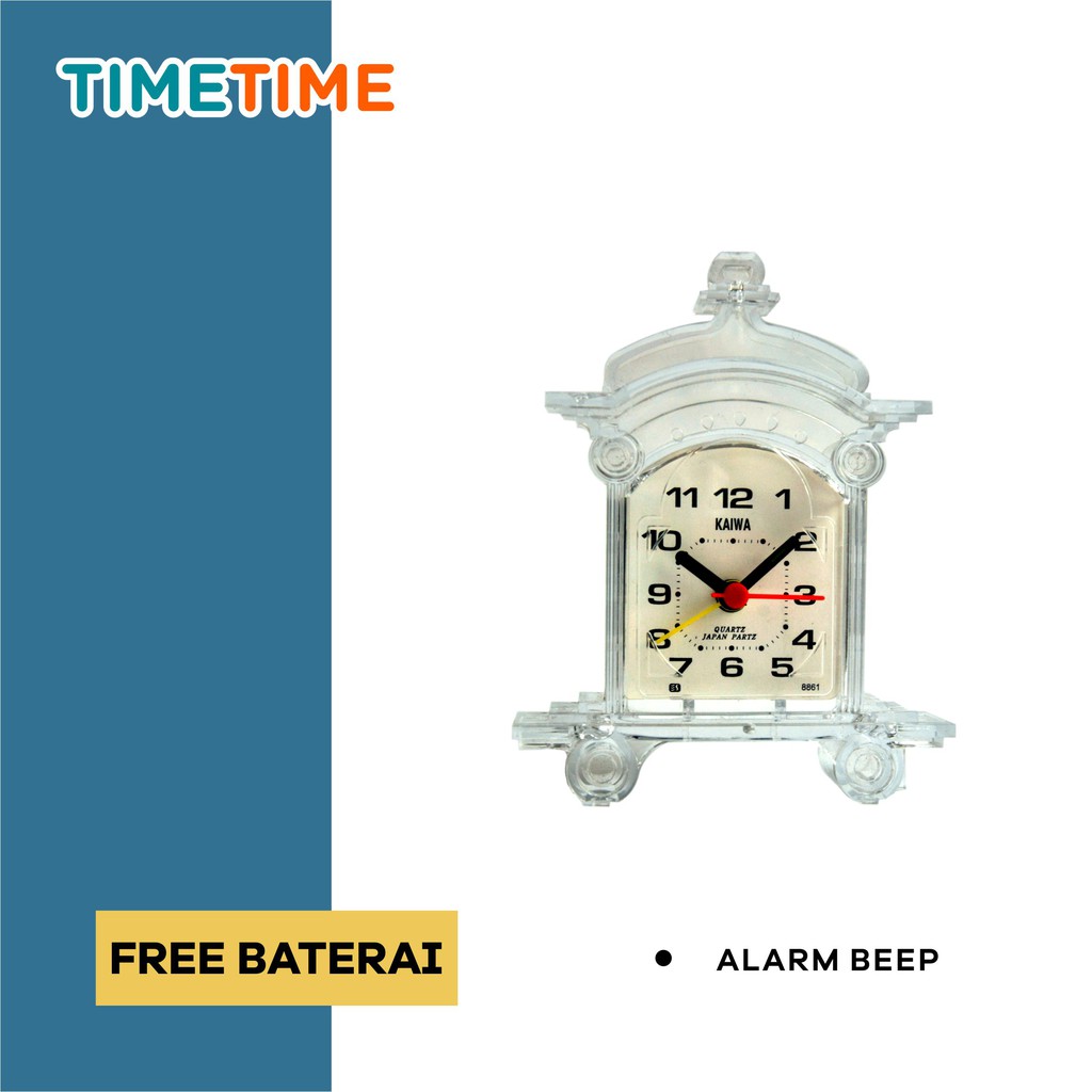 Jam Meja Weker Alarm Bentuk Rumah Analog Clock Murah FREE BATERAI 8861