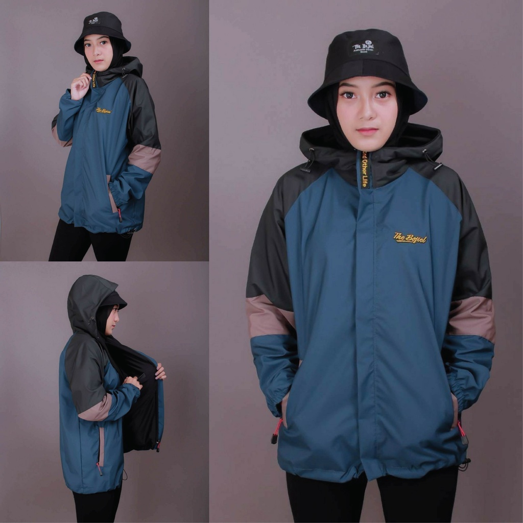 Jaket Parasut 3D Pria Wanita Waterproof Windbreaker Original Distro The Bojiel-Hitam-Mocca-Petro
