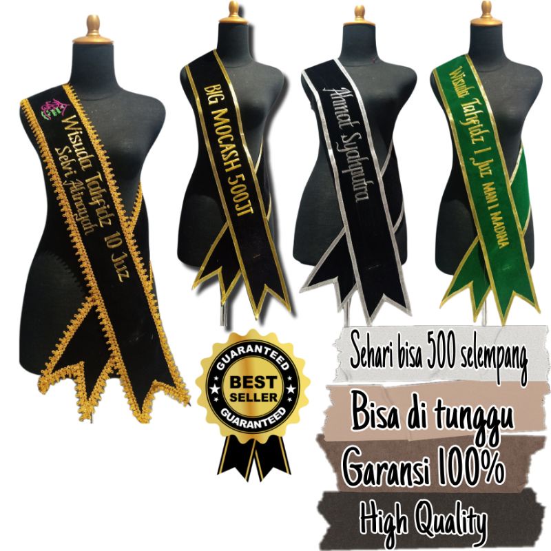 selempang wisuda custom nama - bludru premium
