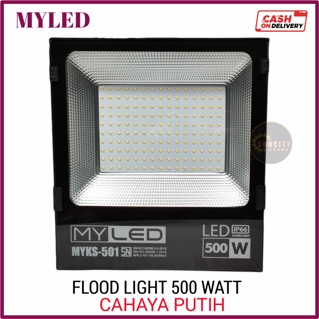 MYLED LED Flood Light / Lampu Sorot LED 500 Watt - Cahaya Putih &amp; Warm White