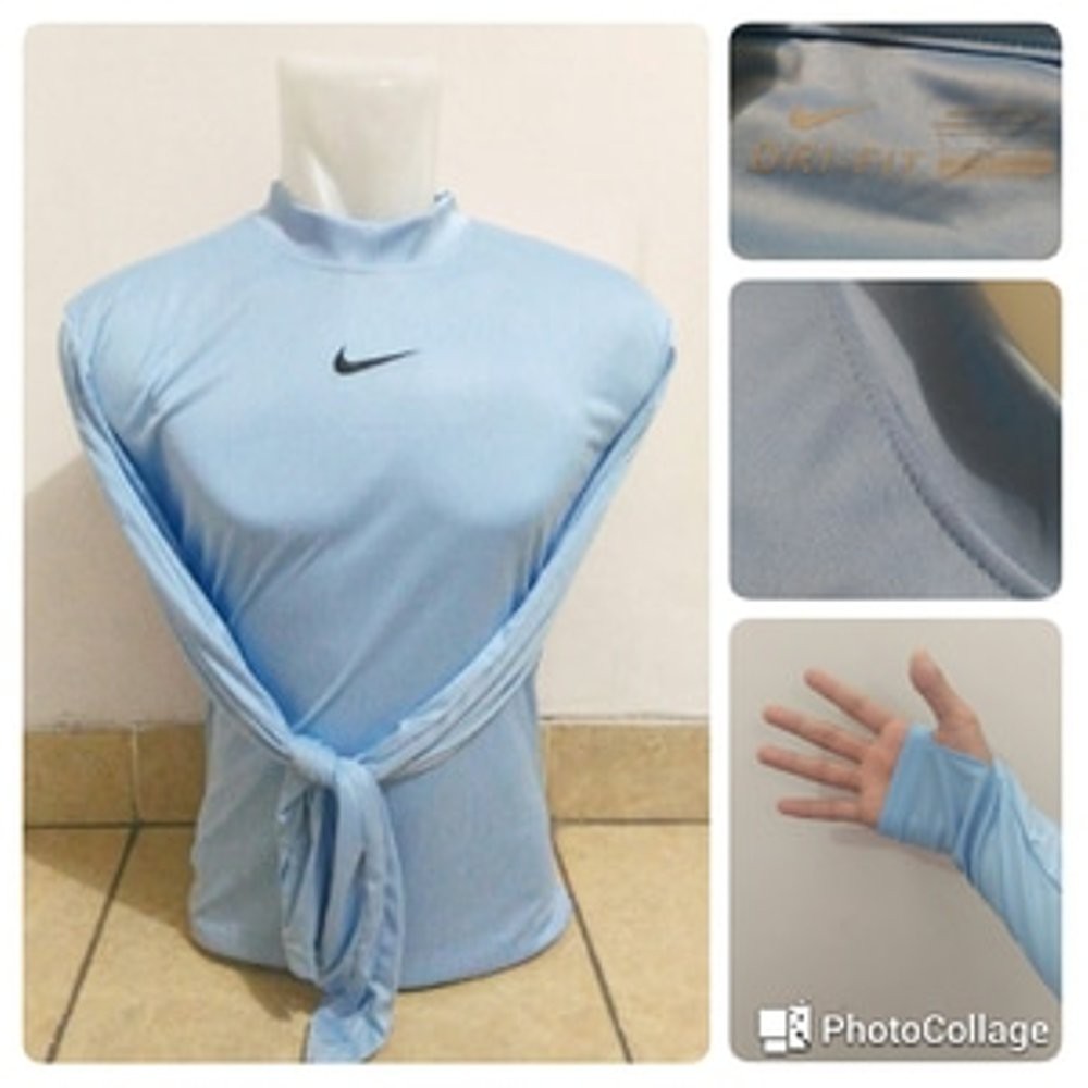 JUAL SAL - Baju Manset Baselayer Nike Biru Muda Tangan Panjang Kode 354