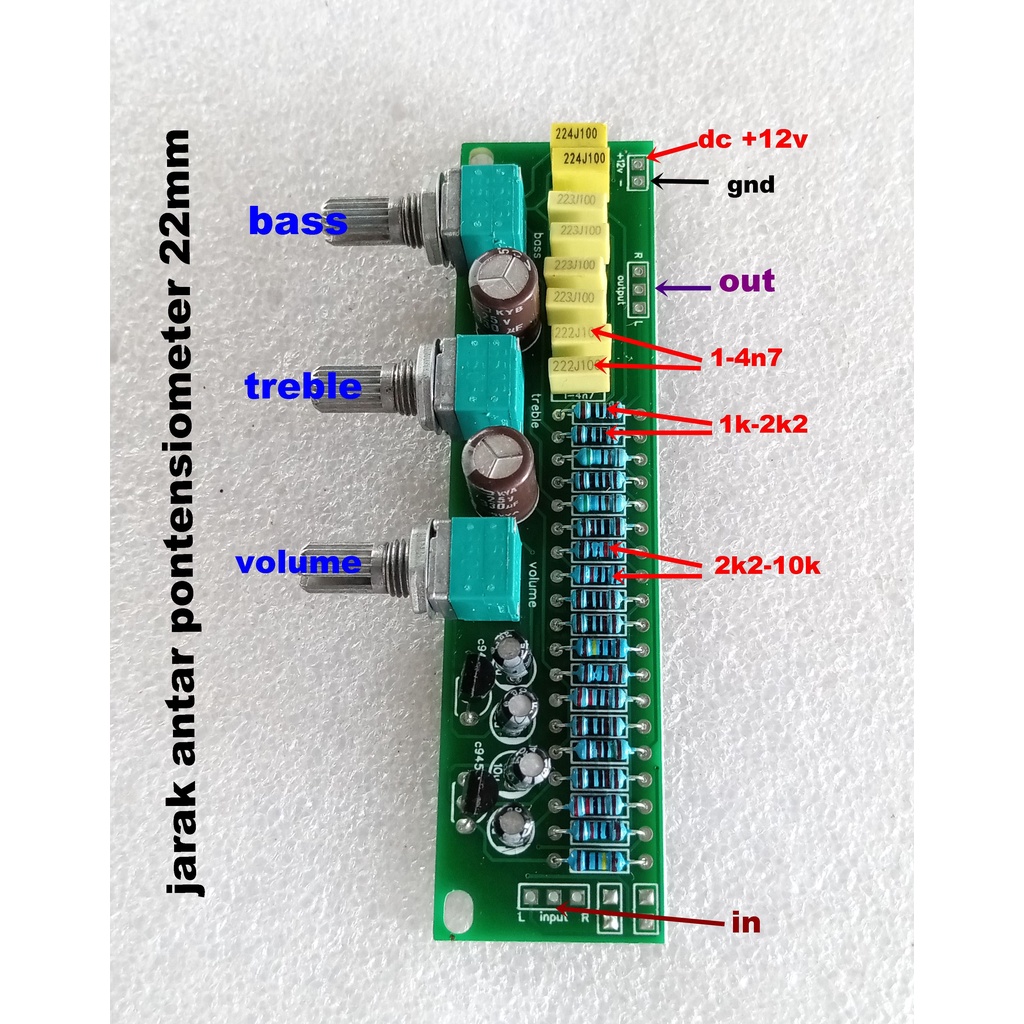 Modul Stereo Tone control 2 Transistor