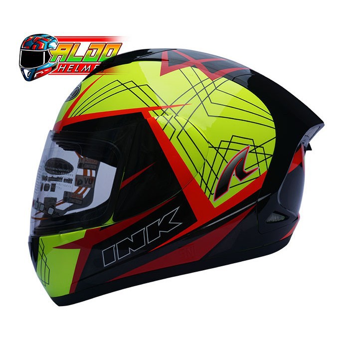 HELM INK CL MAX MOTIF 3 YELLOW FLUO BLACK RED FULL FACE JUAL NHK - SIZE M