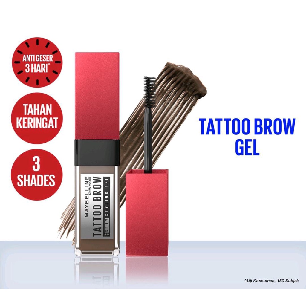 Maybelline Tattoo Brow 3 Day Styling Gel Brown Cokelat - Makeup Eye Brow Tint Waterproof Transferproof