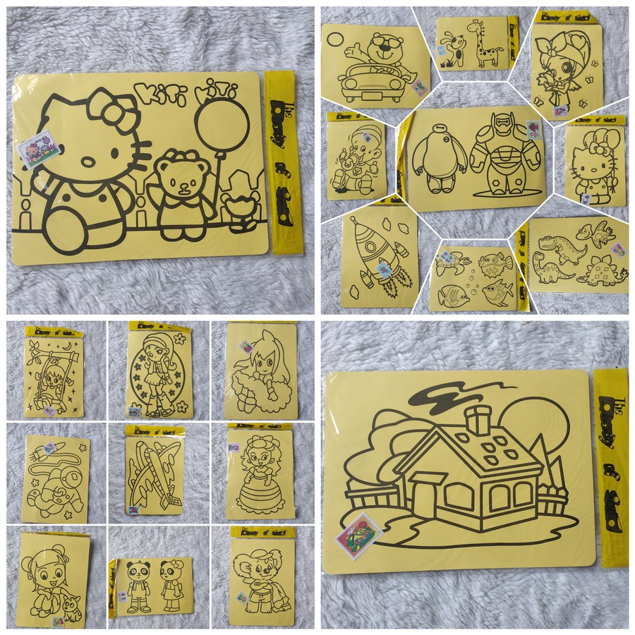 MELUKIS MEWARNAI GAMBAR DGN PASIR JUMBO 20x30cm - EDUKASI ANAK - RANDOM