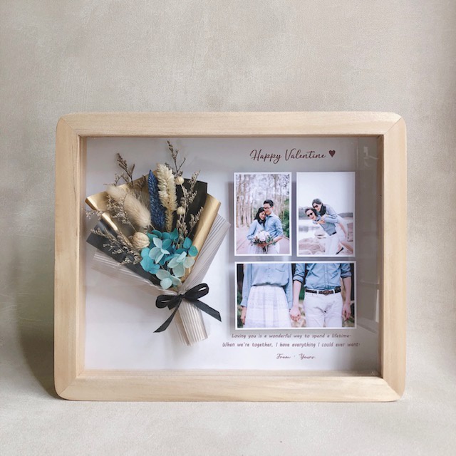 Frame 3D custom bunga kering dried flower bingkai foto 3D hadiah custom