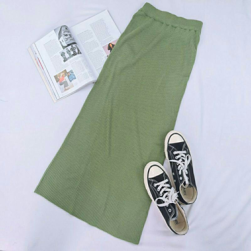 Promo!! Rok rajut span/ Rok Rajut/ROK SPANN RAJUT/ROK RAJUT PREMIUM/ROK WANITA/ROK PANJANG/-hijau mint