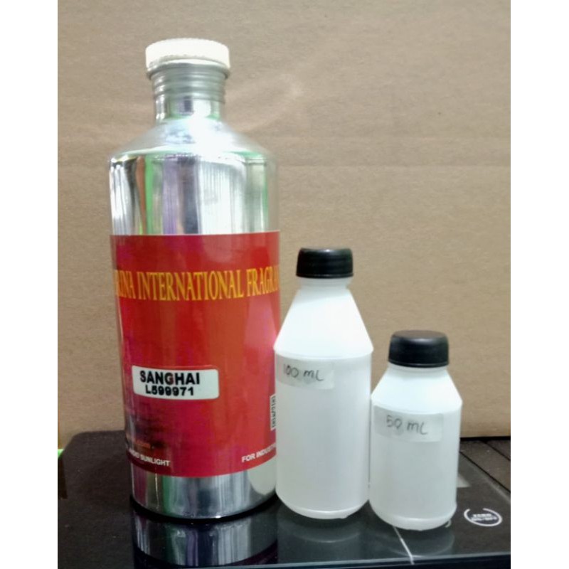 grosir eecr bibit parfum kemasan repacking botol plastik volume 100 ml inspired aroma icanto shine