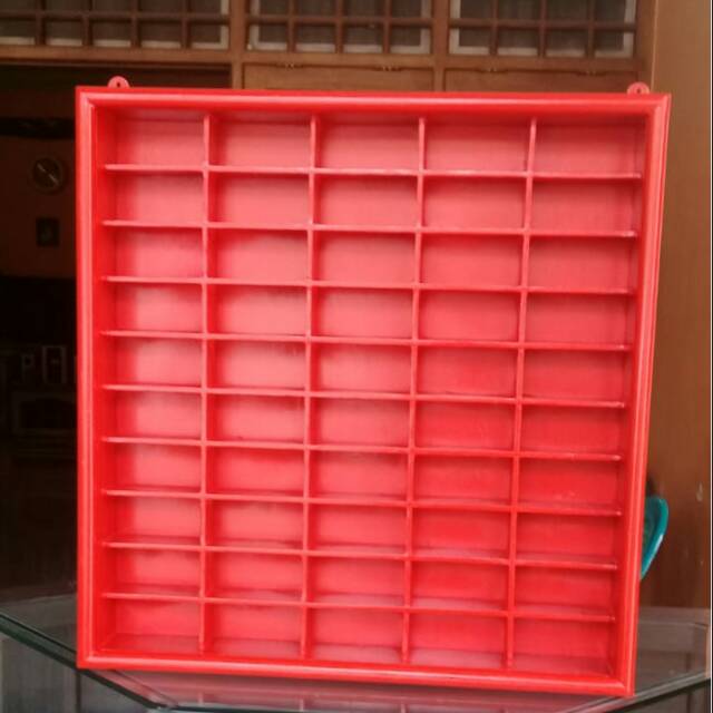 Rak Hot Wheels Kayu isi 50 ADA SLOT / REL PENUTUP AKRILIK
