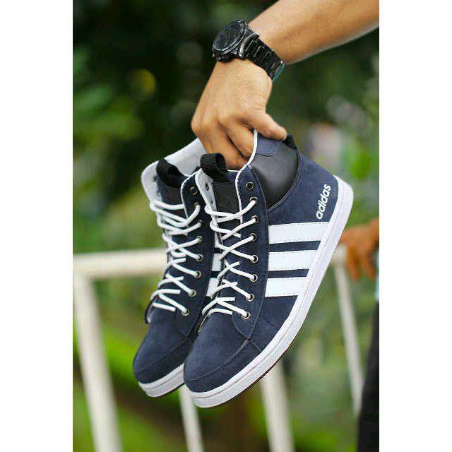 black on black high top adidas