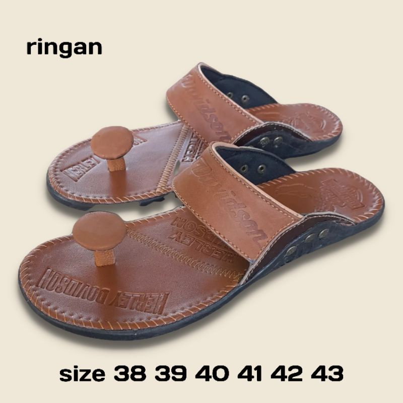 sandal kulit pria/ sandal jamur HR 11/ sandal jepit kulit/ sandal Harley Davidson