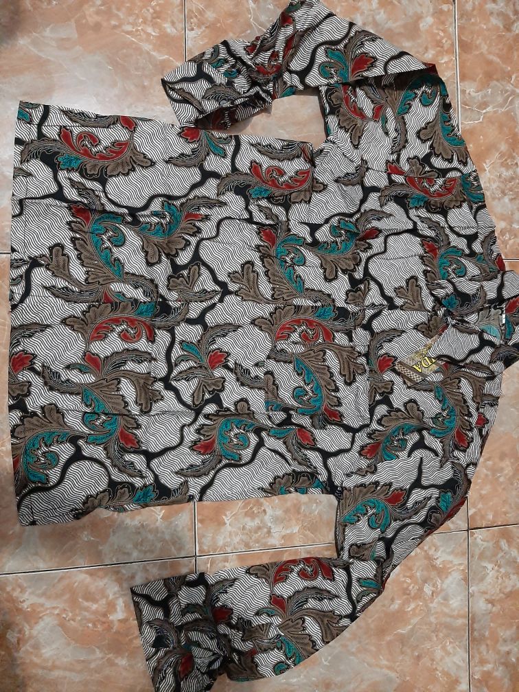 Couple Set Longcardi Lawasan Daun Busana Batik Pasangan Pria Wanita Modern Formal Kondangan Katun