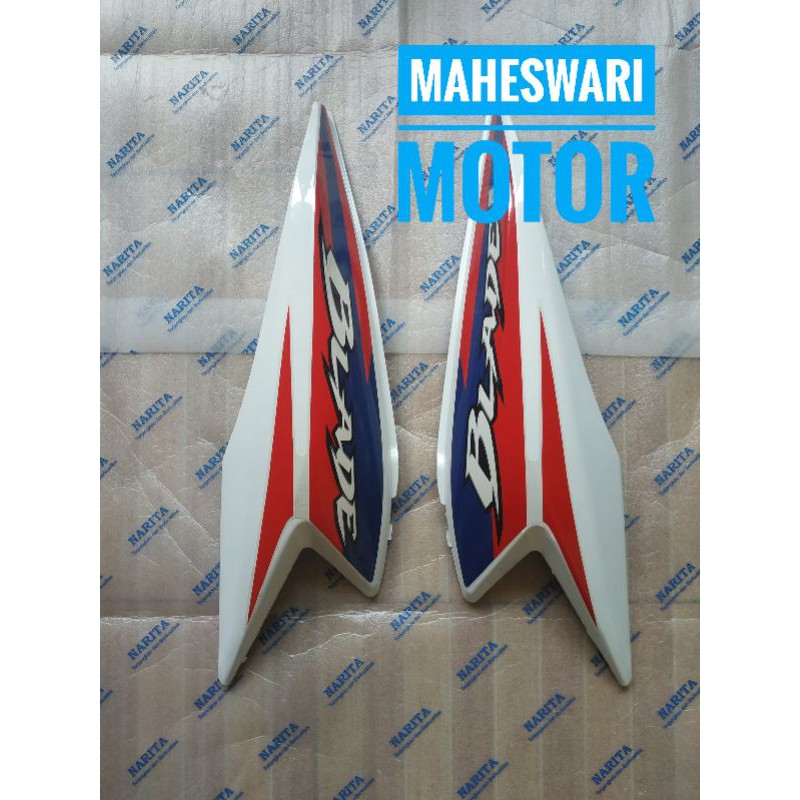 Cover Body Belakang Honda Blade Lama 110 2009 Putih plus Striping.