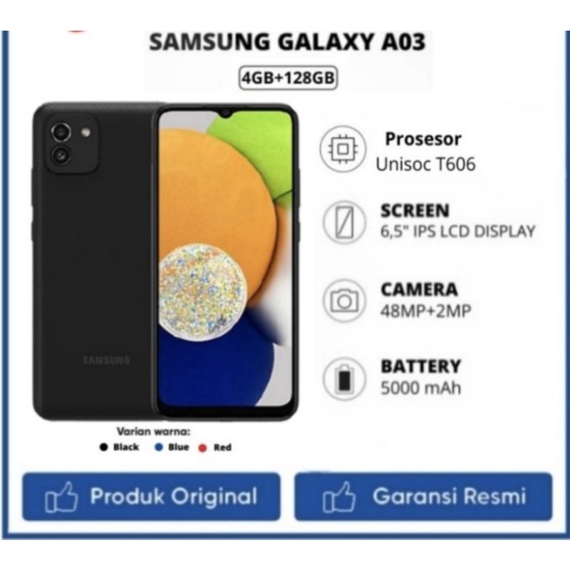 SAMSUNG A03 RAM 4 ROM 128 GARANSI RESMI