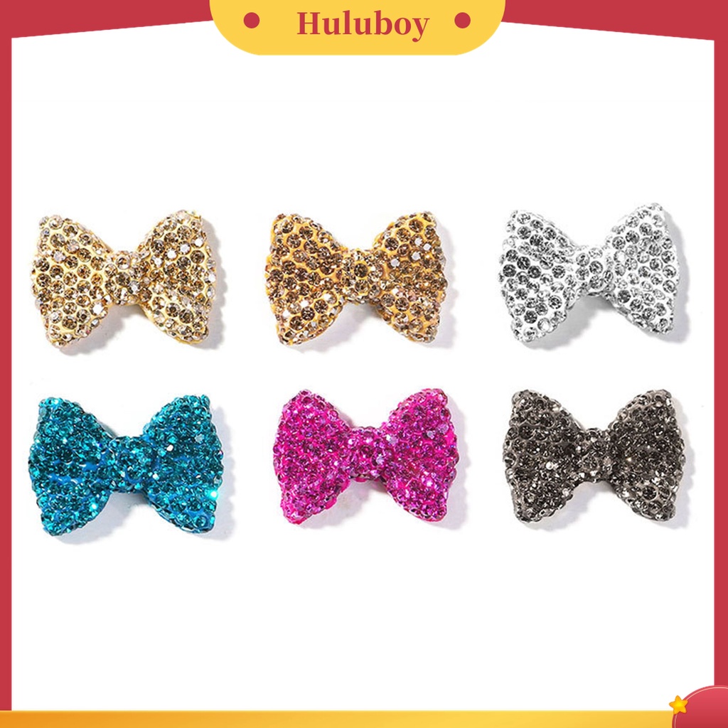 Huluboy Huluboy♡ Ornamen Pita 3D Glitter Berlian Imitasi Warna-Warni Untuk Dekorasi Manicure Wanita