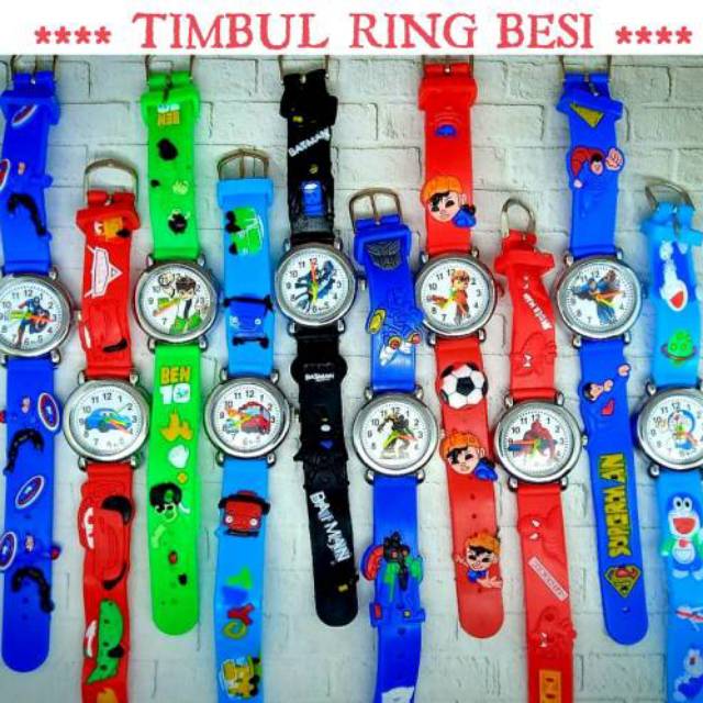 Jam Tangan Anak Perempuan Laki-Laki Strap Rubber Karakter Timbul 3D