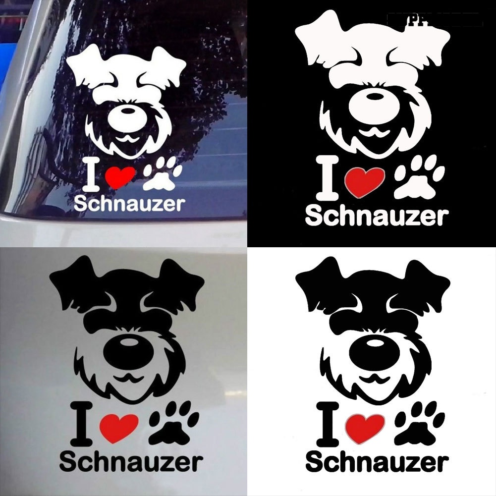 Sticker Decal Reflektor Dekorasi Mobil Gambar Anak Anjingtulisan I Love Schnauzer