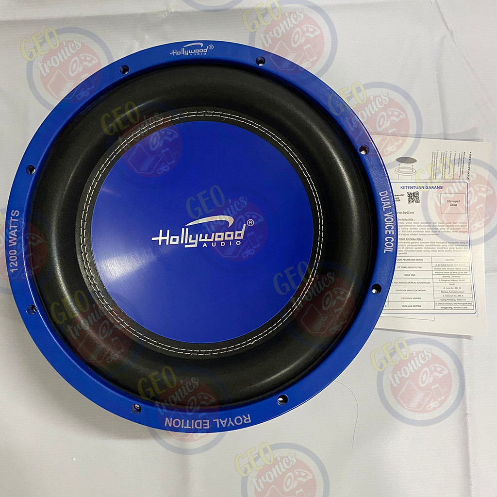 Subwoofer Pasif Audio Mobil HOLLYWOOD ROYAL 12 Inch 1200 Watt Max Power Double Coil Car Sub Bass DVC