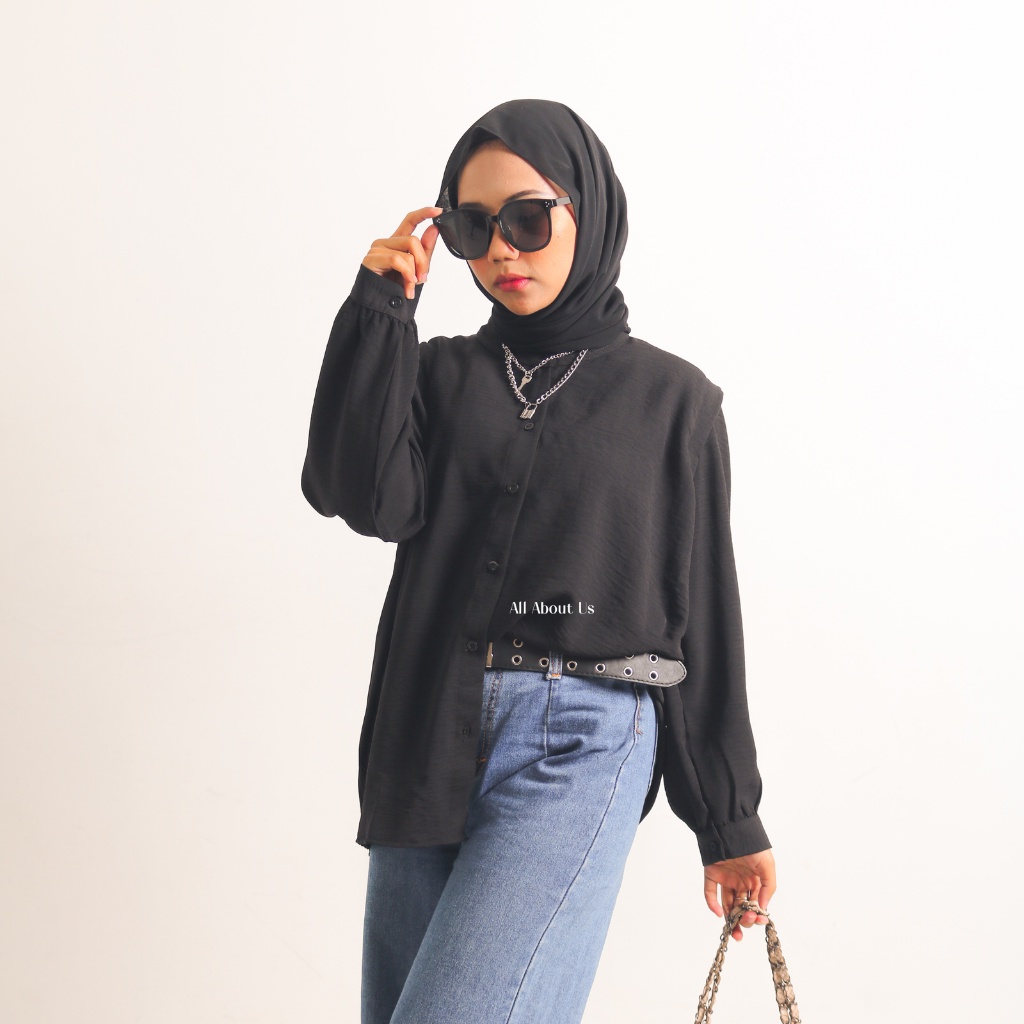 [A2U] Dagger Blouse / Blouse Wanita Polos / Kemeja Korea / Kemeja Kantor / Kemeja Lengan Panjang / B