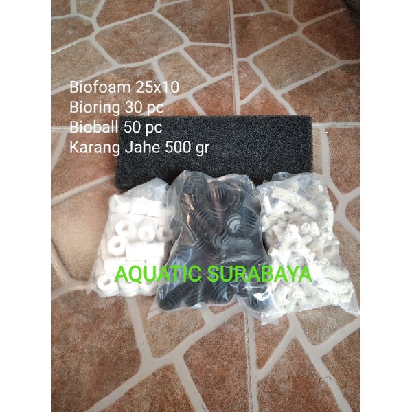 Jual Paket Media Filter Aquarium Bioball Karang Jahe Bioring Biofoam